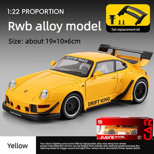 Modellino Auto Sportiva Die-Cast 1:22 RWB in Lega con Suoni e Luci, Funzione di Ritorno a Molla, Doppia Aletta Posteriore in Lega - Giocattolo per Bambini, Esposizione, Regalo - Product Image 4