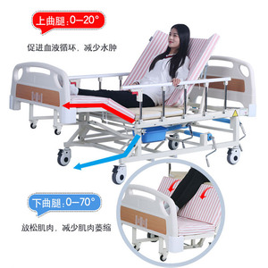 Cama de enfermería manual de acero inoxidable de longitud completa con orificio para inodoro y barandillas para el cuidado de pacientes mayores, uso en dormitorio - Product Image 3