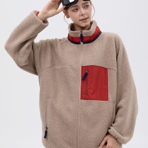 Combinaison <span class=keywords><strong>de</strong></span> <span class=keywords><strong>ski</strong></span> décontractée d'hiver en laine d'agneau à col montant pour hommes, <span class=keywords><strong>veste</strong></span> polaire chaude avec fermeture à glissière, conception transfrontalière - Product Image 1