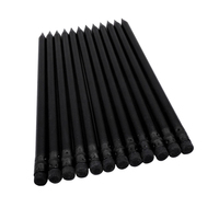 Lmetjh — crayon en bois noir de forme ronde avec gomme, Art et Logo personnalisé