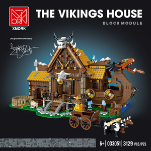 บล็อกตัวต่อแบบโมดูลาร์ บ้านชาวไวกิ้ง MOC 033051 วิวชนบท ชุดตัวต่อแบบชนเผ่า ของเล่นบล็อก<span class=keywords><strong>หมู่บ้าน</strong></span> ของขวัญสำหรับเด็กชายและเด็กหญิง - Product Image 2