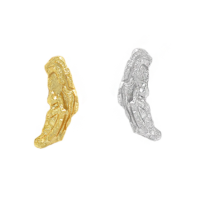 Wuqie Unique 925 Sterling Silver Gold Plated Jewelry Women Earring Tin Foil Sector Stud Earring