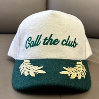 Casquette de baseball brodée en polaire de laine unie pour homme, style vintage à deux panneaux, visière courte, personnalisable, 5 panneaux avec sangle en cuir