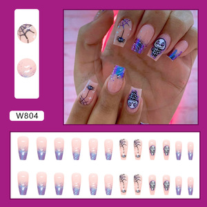 Nueva llegada <span class=keywords><strong>Halloween</strong></span> calavera araña diseño medio ataúd <span class=keywords><strong>uñas</strong></span> postizas <span class=keywords><strong>Halloween</strong></span> acrílico prensa <span class=keywords><strong>uñas</strong></span> para dedos ABS al por mayor - Product Image 2