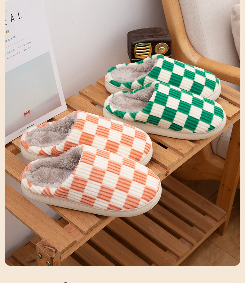 Custom Design Men Cotton Shoes Plush Slippers Winter Waterproof Women House Slippers Wholesale