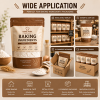 Sachet refermable réutilisable pour ingrédients de pâtisserie, idéal pour le stockage de poudres, mélanges de farine, fournitures de desserts et marques de boulangerie