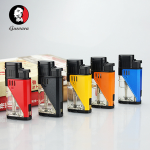Guevara Unique Plastic cigrate lighter Double fire straight into windproof fancy lighters