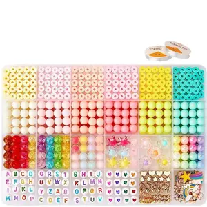 Rainbow Unicorn Bracelet Accessories DIY Kit Box Handmade Jewelry Materials Loose Beads Set for Girl