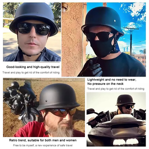 <span class=keywords><strong>Casco</strong></span> <span class=keywords><strong>de</strong></span> Motocicleta Alemán Vintage, <span class=keywords><strong>Casco</strong></span> <span class=keywords><strong>de</strong></span> Moto Abierto Retro para Cruiser y Scooter, Negro Mate, Accesorios para Cascos <span class=keywords><strong>de</strong></span> Conducción - Product Image 5