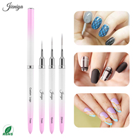 Kit de pinceaux à ongles à manche métallique bicolore, 3 pièces en boîte, pinceau liner de précision, nouvelle arrivée pour la manucure DIY, distributeur