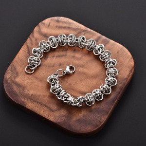 Pulsera Punk de Acero Inoxidable Grueso, Hecha a Mano con Nudos, Cadena Trenzada para Hombre, Brazalete de Joyería para Chicos - Product Image 1