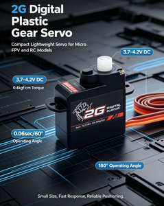 Servomoteur numérique 2G en plastique avec engrenages, moteur à coupelle creuse 3.7-4.2V, micro-servo 180 degrés pour avion RC, drone FPV et modèles - Product Image 6