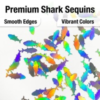 Paillettes holographiques en forme de requin de 14 mm, résistantes à la chaleur et à l'abrasion, film de paillettes en vrac pour l'artisanat DIY, vêtements/sacs/chaussures