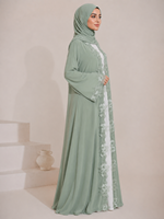 YSU041 Nouvel ensemble de 2 pièces brodé de fleurs, robe kaftan avec hijab, vêtements islamiques élégants et modestes pour femmes musulmanes