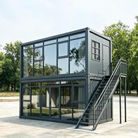 Maison conteneur de luxe en verre à deux étages, détachable, réutilisable, bureau de chantier, villa, appartement moderne et portable