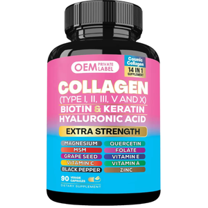 Özel Marka Biotin Hyaluronik Asit Kolajen Kapsülleri 60 Adet Saç/Tırnak/Cilt Parlaklığı ve Sağlığı Destekler 1600mg Yetişkinler İçin Bir Dozda - Product Image 1