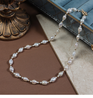 Collier de perles d'eau douce irrégulières de style baroque avec fermoir OT incrusté de diamants en forme de cœur, Niche, Simple et polyvalent
