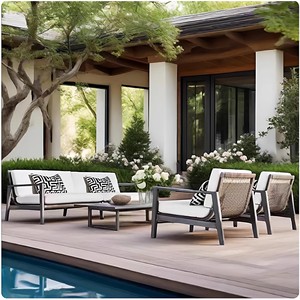 Conjunto de Sofás de Jardín de Aluminio para Exteriores, 80x80x80, Diseño Contemporáneo, Resistente a la Oxidación, Cojín de Espuma de Alta Densidad, Muebles de Ocio - Product Image 4