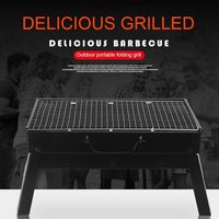 Mini Barbecue à Charbon Portable Pliant pour Extérieur – Outils de Grillade pour Camping Randonnée Pique-niques Noir, Taille 35*27*20 cm