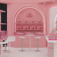 Table d'exposition pour cosmétiques et soins de la peau, boutique éphémère de cosmétiques, présentoir de maquillage, rouge à lèvres