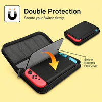 Étui de transport rigide en EVA pour Nintendo Switch, style portefeuille, sac de rangement pour console de jeu avec 12 emplacements pour cartes de jeu, pochette à fermeture éclair