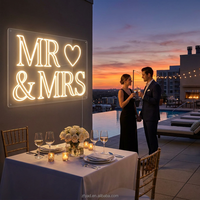 Enseigne néon LED MR MRS, blanc chaud, étanche IP65, pour décoration murale de mariage, anniversaire, couple, avec transformateur
