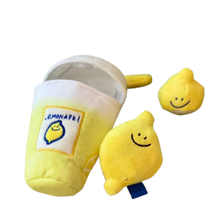 Yellow <b>Plush</b> Dog Toy Lemon Cup Chew Toy Hidden Treat Sound Toy Custom Logo Pet Gift - Product Image 1