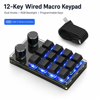 Teclado Mecánico Mini RGB Programable SIKAI con Cable USB-C, Controlador de Atajos para Edición de Video, 12 Teclas, 2 Perillas