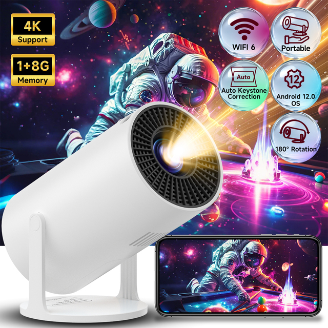 Factory Wholesale HY300 Pro Projector Portable Mini Proyector 4K Video Smart Home Theater Mobile Phone Full Hd Projectors