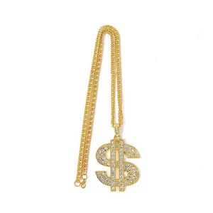 Collar de cadena <span class=keywords><strong>cubana</strong></span> chapado en oro de 18 quilates Hip-Hop de moda para hombres con cadena larga con logotipo de dólar de diamantes de imitación transparente para adolescentes - Product Image 5
