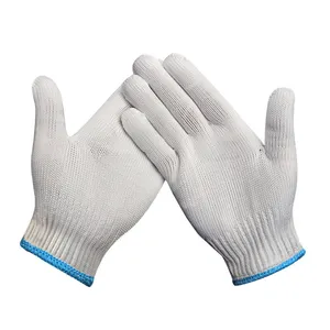 Gants de travail de sécurité, tricoté en coton blanc naturel, bon marché, pour la Construction de jardin, vente en gros, 100 pièces