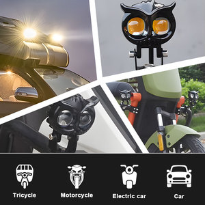 LELANPU Lampe Moto Accessoires Phares Moto Projecteur LED Moto <span class=keywords><strong>en</strong></span> Forme de Hibou <span class=keywords><strong>2</strong></span>,6 Pouces <span class=keywords><strong>2</strong></span> Lentilles Projecteur de Travail - Product Image 2