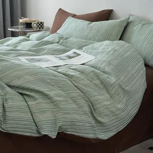 Juego de sábanas de cama de algodón a rayas Jacquard de estilo nórdico moderno de alta calidad, cuatro piezas lavadas de algodón - Product Image 3