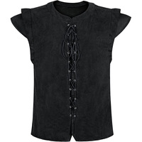 Frontier Animation Costume de pirate viking pour homme grande taille T-Shirt en polyester Halloween Renaissance gilet Cosplay en stock