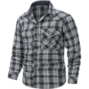 FOXA <b>Men's</b> Flannel <b>Shirt</b> Long Sleeve Checkered Plaid Regular Fit Casual Breathable Cotton <b>Western</b> <b>Shirt</b> - Product Image 2