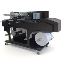 Máquina impresora de etiquetas adhesivas rollo a rollo de color UV impresión automática laminación troquelado eliminación de residuos corte rebobinado.