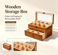 Boîte de rangement multifonctionnelle pour sachets de thé en bois avec fenêtre en acrylique, 2 étages, 14 compartiments, grande capacité, porte-sachets de thé