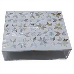 Grand Signature Festive Acrylic Food Storage <b>Container</b> Premium Mother Pearl Inlay Wooden Lid for Elegant Home Event Styling - Product Image 1