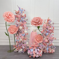 Maßgefertigte 40-50cm Große Rosa Papierrose mit Stiel, Handgemachte Blassrosa Künstliche Blumenpflanze zur Dekoration für Outdoor-Veranstaltungen
