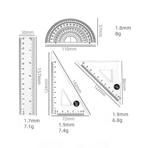 Juego de 4 Reglas Triangulares de Ángulo Recto de Plástico ABS Transparente de Alta Calidad con Logotipo Personalizado para Uso Escolar y Doméstico - Product Image 1