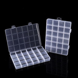 Caja de almacenamiento de plástico transparente con 24 compartimentos y ranuras fijas para joyería, cuentas, piezas pequeñas, estuche organizador - Product Image 3