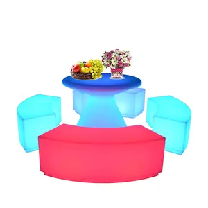 LED long bench bar stools set furniture wedding nightclub led stool light up glow furniture tables and chairs