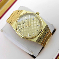Montre mécanique automatique en acier inoxydable plaqué or, cadran guilloché champagne, lumineuse, montre de luxe pour hommes d'affaires