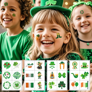 Nouveaux autocollants de tatouage de festival irlandais trèfle chapeau vert dessin animé St. Patrick's Day autocollants de tatouage imperméables - Product Image 2