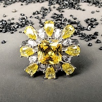 Nouveau luxe 925 bague de Cocktail en argent Sterling Fine Glam plaqué rhodium Bling princesse coupe jaune pierre précieuse bague de mariage romantique