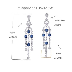 Pendientes de Moda para Mujer con Zafiro Sintético Cosín de All Fashion Lab, Venta al por Mayor - Product Image 6