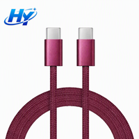 Câble de données USB-C vers C à charge ultra-rapide 60W PD 1M/2M pour téléphone portable, appareil photo, batterie externe - Couleur macaron, tressé en nylon