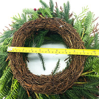 Ensemble de décoration de porte Couronne artificielle de Noël avec fleurs rouges et baies
