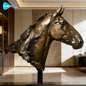 Esculturas Realistas e Imponentes de Cabeza de Caballo en Bronce Fundido con Impresión UV, Decoración Moderna para el Hogar - Product Image 5
