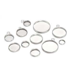 Base de pendentif ronde en acier inoxydable pour la fabrication de bagues, accessoires de bijoux DIY, base vide pour pierres précieuses 10mm 12mm 14mm 16mm 18mm 20mm - Product Image 2